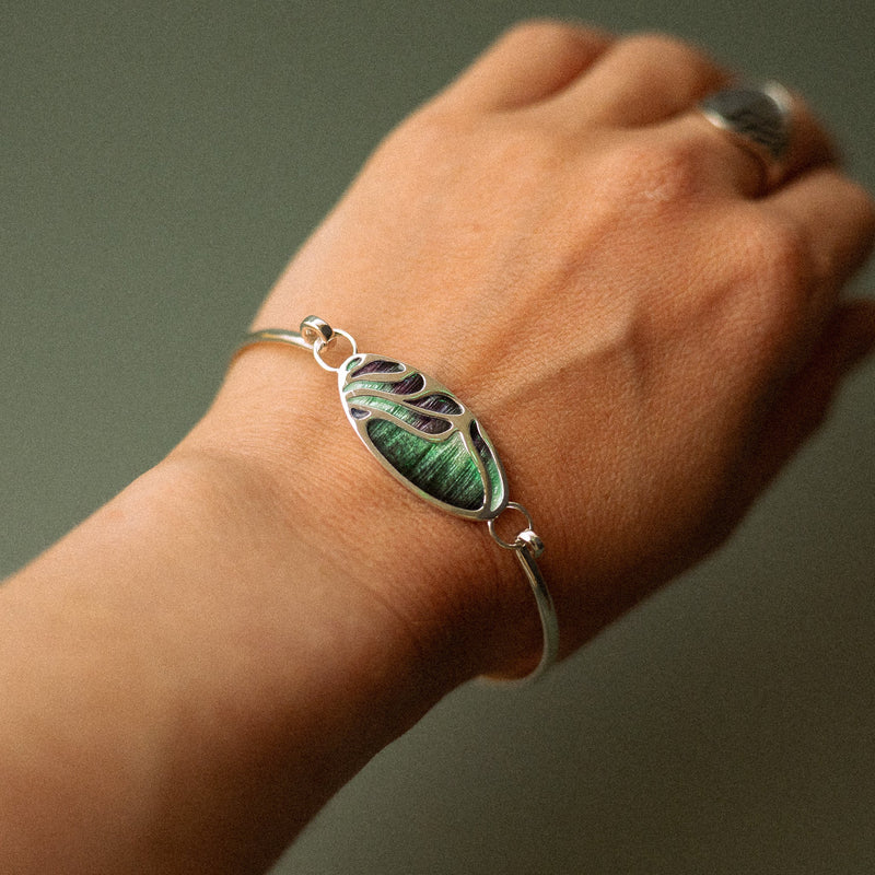 Aurora Enamelled Sterling Silver Bangle EBG45