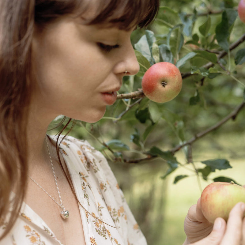 Solid Silver Apple Charm Necklace P1410