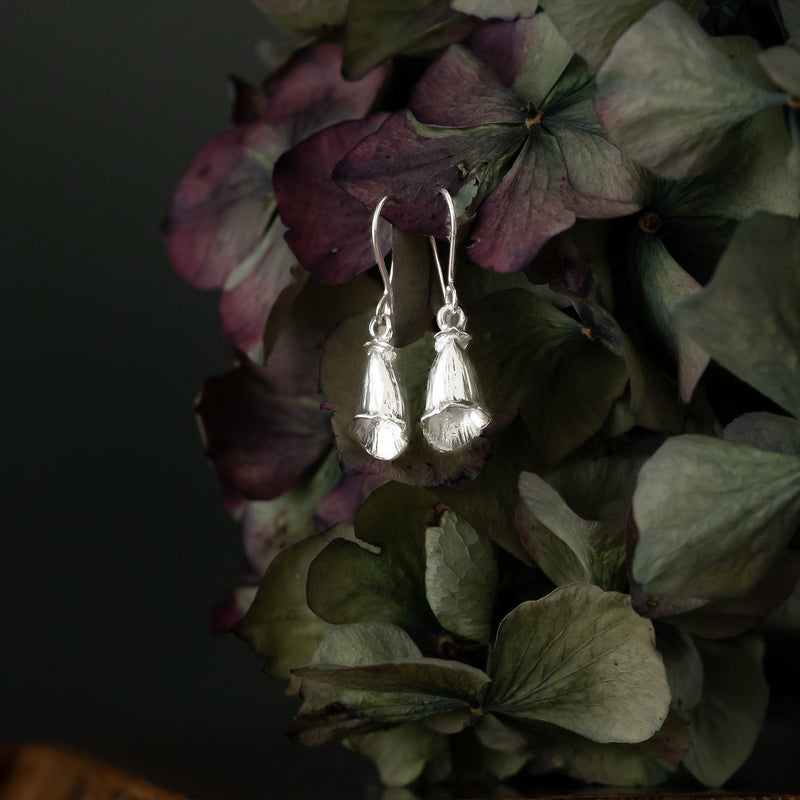 Foxglove Flower Small Silver Dangle Earrings E2162