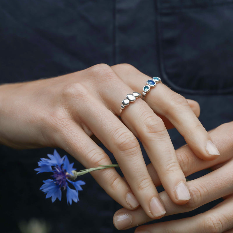 Summer Shores Blue Enamel Silver Balance Ring ER148