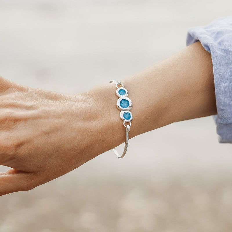 Tidepool Hinged Bangle with Blue Enamel and Swiss Blue Topaz EBG43