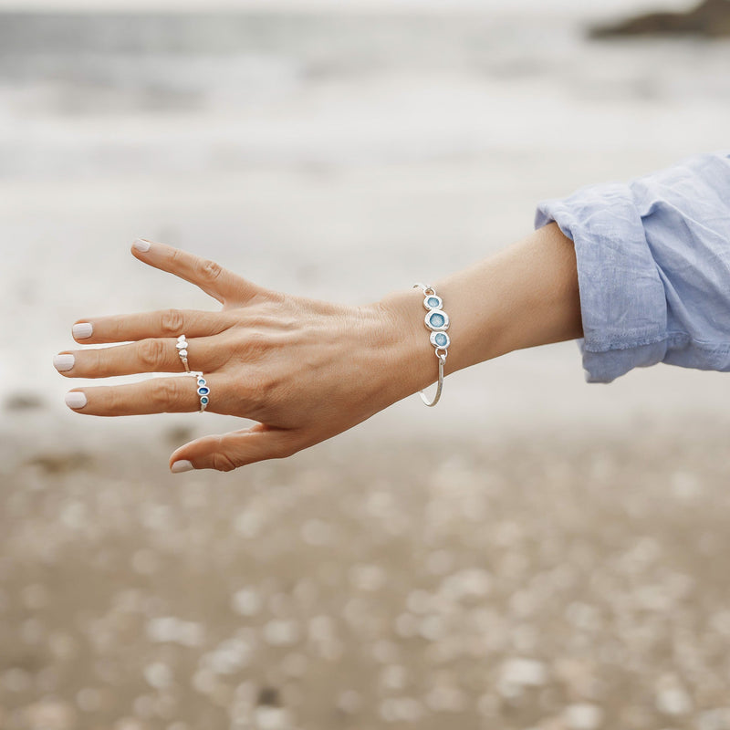 Summer Shores Blue Enamel Silver Balance Ring ER148