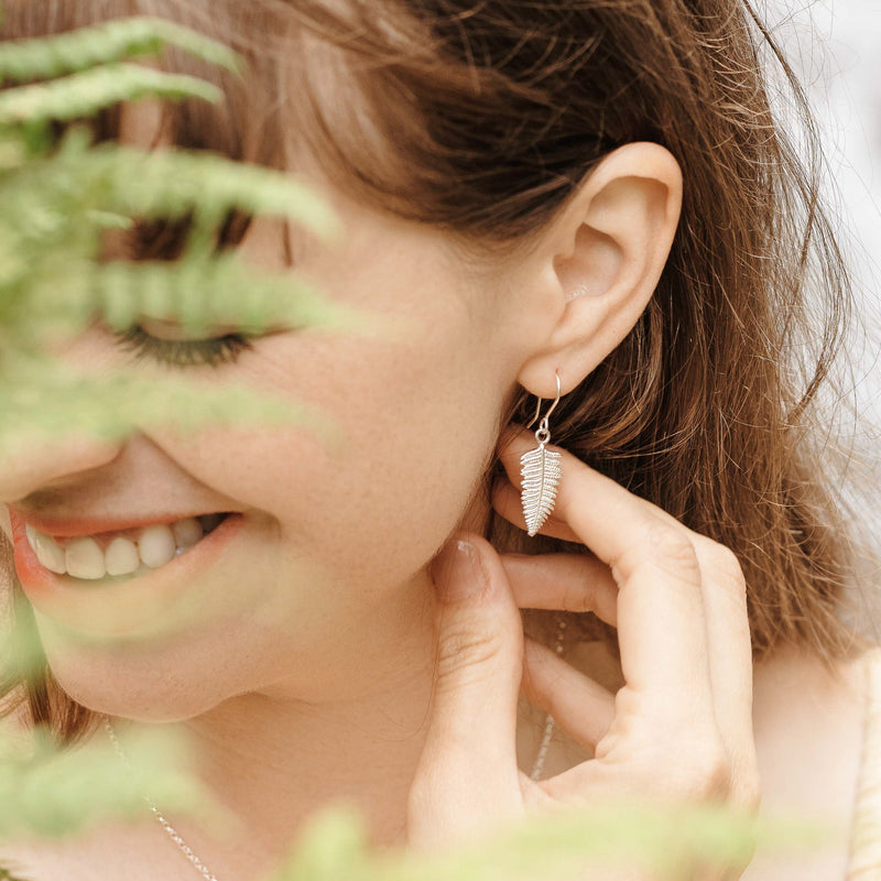 Small Sterling Silver Fern Earrings E2130