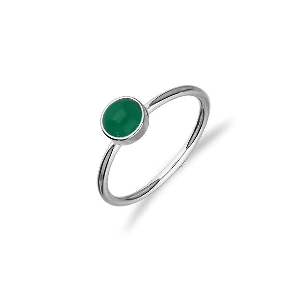 Indie Silver Stone Ring - Green Agate FSR 2