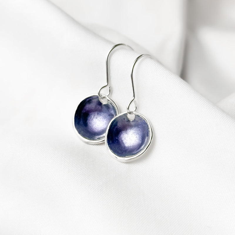 'Heather' Purple Silver Droplet Earrings EE636