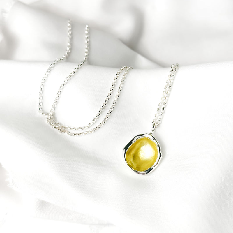 'Gorse' Yellow Sterling Silver Droplet Deep Necklace EP496