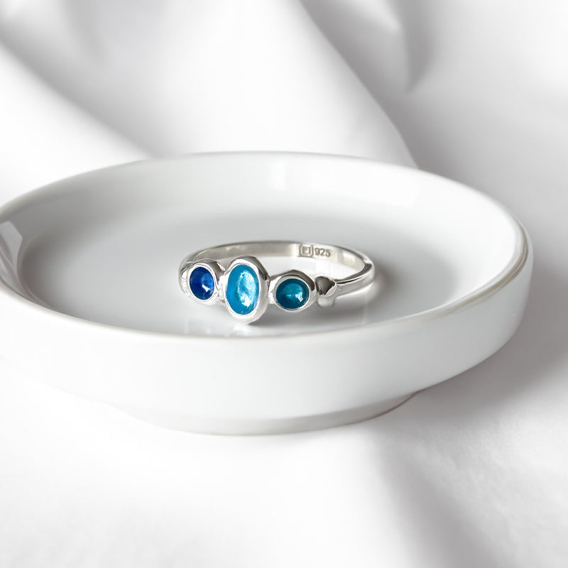 Summer Shores Blue Enamel Silver Balance Ring ER148