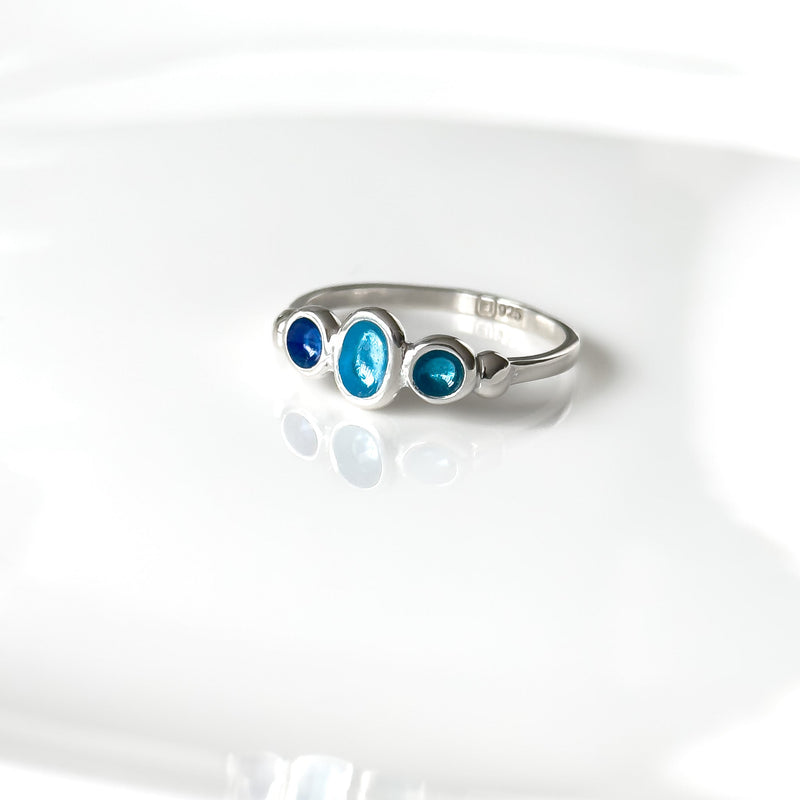 Summer Shores Blue Enamel Silver Balance Ring ER148