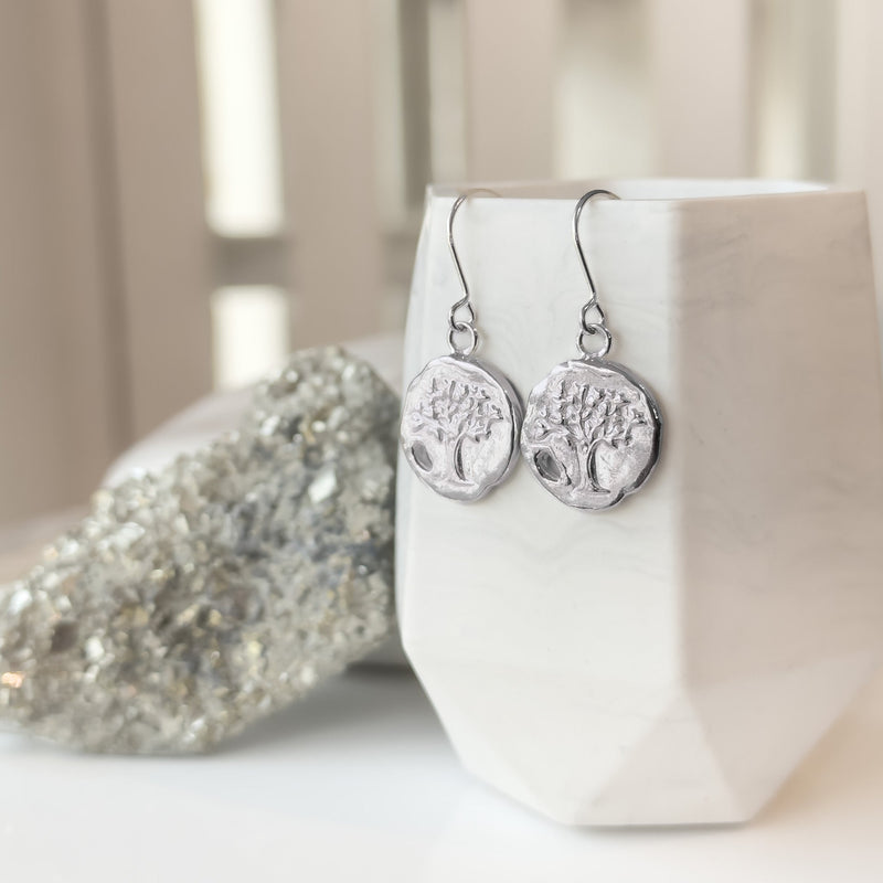 Earth Element - Celtic Tree Coin Dangle Earrings E2145