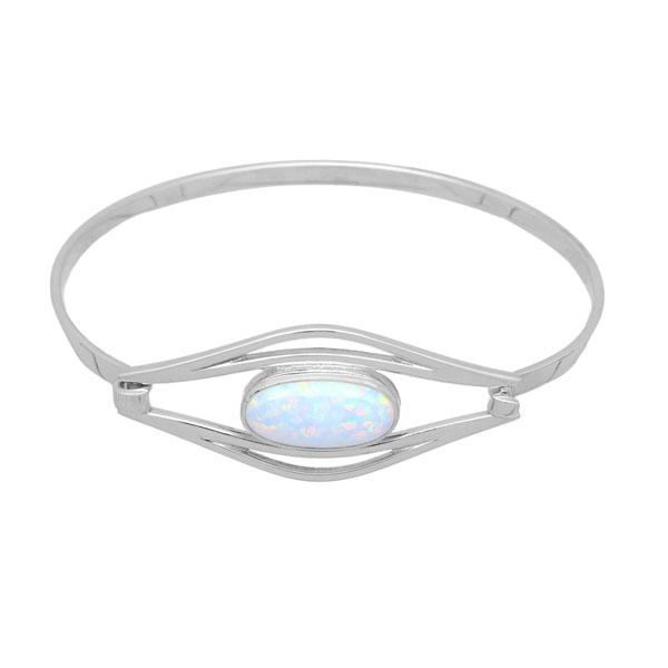 Sahara Sunset Silver Bangle SBG29 White Opal