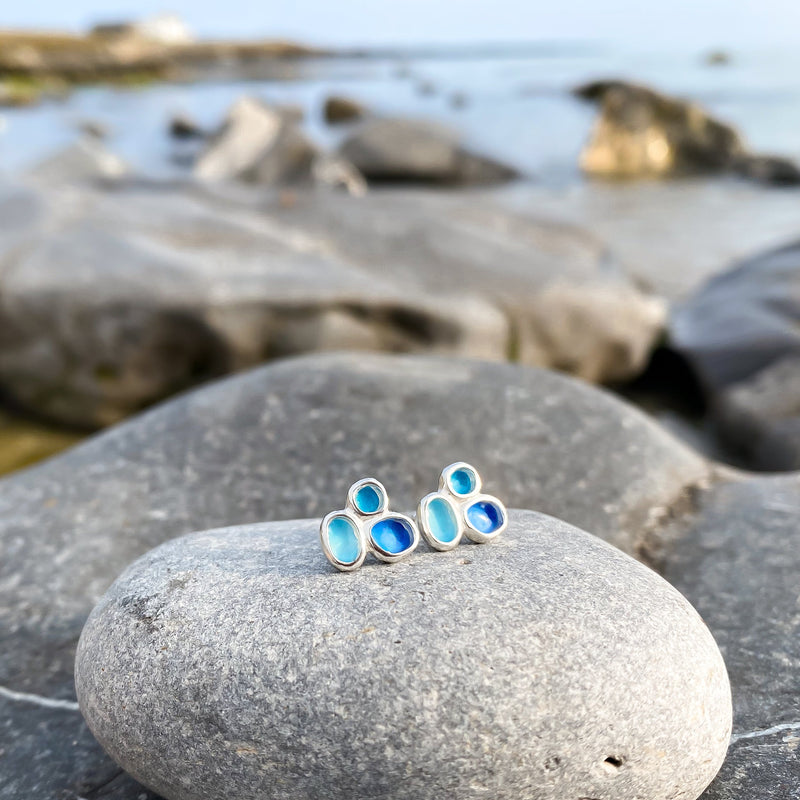 Sterling Silver Pebble Stud Earrings - Summer Shores EE633