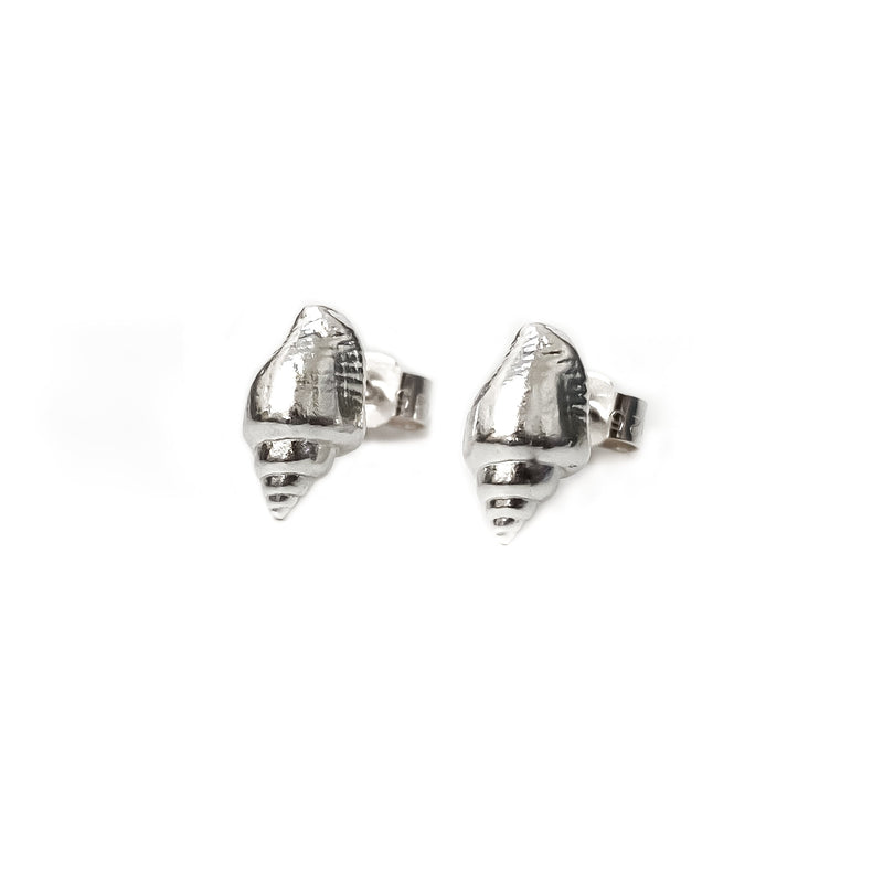 Sterling Silver Whelk Shell Stud Earrings E2040